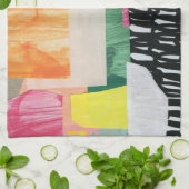 Collage kunst, modern kleurrijk abstract. theedoek (Gevouwen)