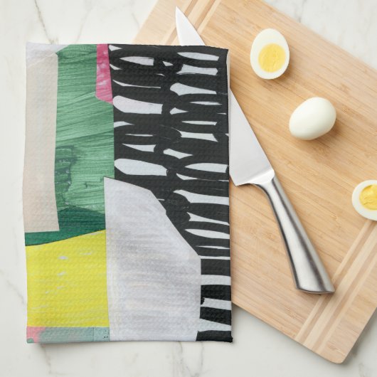 Collage kunst, modern kleurrijk abstract. theedoek (Quarter Fold)