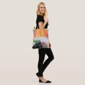 Collage kunst, modern kleurrijk abstract. tote bag (Op model)