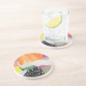 Collage kunst, modern kleurrijk abstract. zandsteen onderzetter (Zijkant)