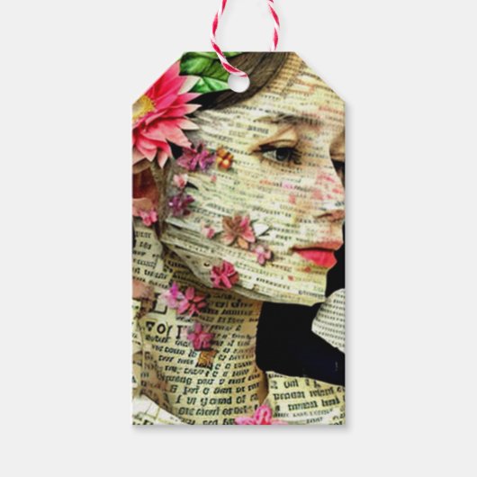 Collage Kunst | Mooie Dame Typografie Cadeaulabel (Voorkant)