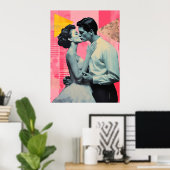 Collage kus, retro, decor, modern poster (Thuiskantoor)