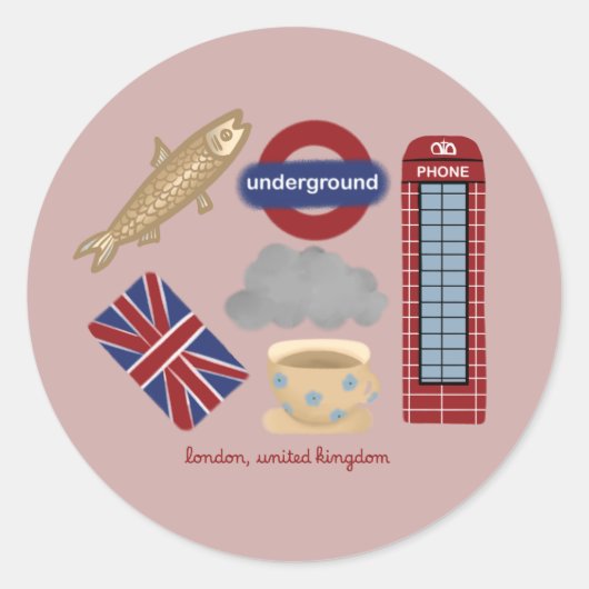 Collage Londen, Verenigd Koninkrijk Ronde Sticker (Voorkant)