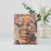 collage met abstract gezicht mixed media briefkaart (Staand voorkant)
