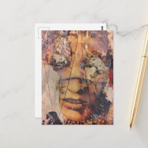 collage met abstract gezicht mixed media briefkaart