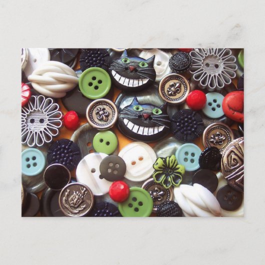 Collage met Black Cheshire Cat Buttonnen Briefkaart (Voorkant)