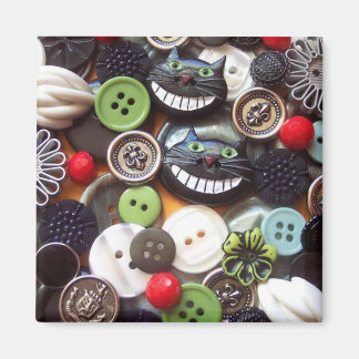 Collage met Black Cheshire Cat Buttonnen Magneet