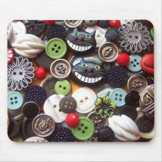 Collage met Black Cheshire Cat Buttonnen Muismat