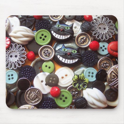 Collage met Black Cheshire Cat Buttonnen Muismat (Voorkant)