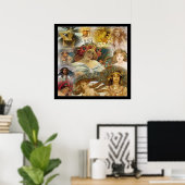 Collage met gezichten vintage poster van Alphonse (Thuiskantoor)