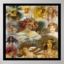 Collage met gezichten vintage poster van Alphonse