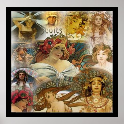 Collage met gezichten vintage poster van Alphonse (Voorkant)