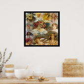 Collage met gezichten vintage poster van Alphonse (Keuken)