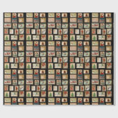 Collage met kerststempel Vintage-kerststempel Verp Cadeaupapier (Vlak)