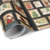 Collage met kerststempel Vintage-kerststempel Verp Cadeaupapier (Rol Hoek)