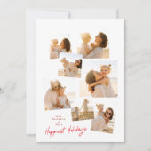 Collage Minimaal Eenvoudig Rood Multi 7 Foto Geluk Feestdagenkaart (Voorkant)