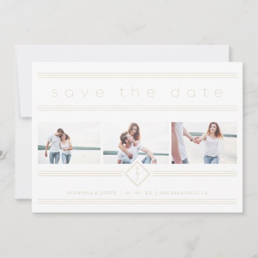 Collage Minimalist 3 Photos Couple Wedding Initial (Voorkant)