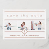 Collage Minimalist 3 Photos Couple Wedding Initial Folie Uitnodiging (Voorkant)