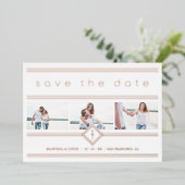 Collage Minimalist 3 Photos Couple Wedding Initial Folie Uitnodiging (Staand Voorkant)