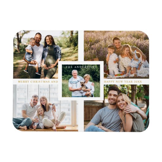 Collage minimalist kerstfotoserie magneet (Horizontaal)