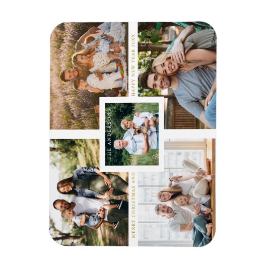 Collage minimalist kerstfotoserie magneet (Verticaal)
