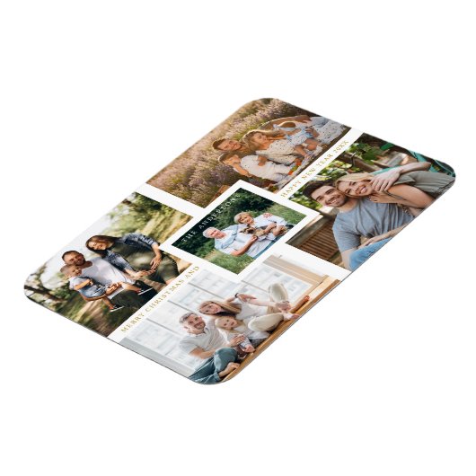 Collage minimalist kerstfotoserie magneet (Linkerzijde)