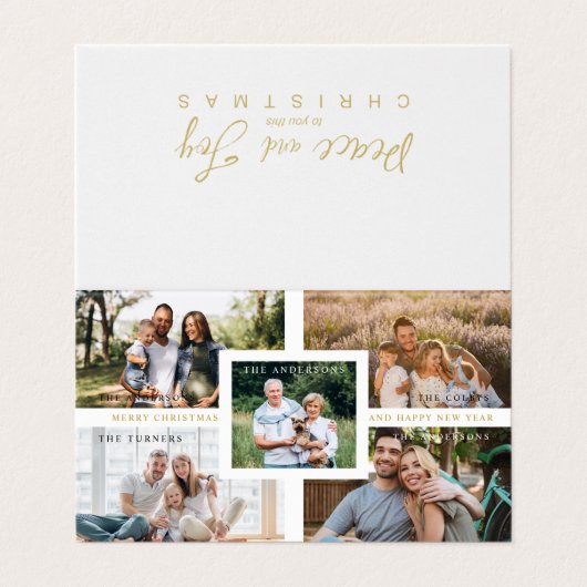 Collage Minimalist Merry Christmas 5 Photos Family Kaart (Buitenkant ongevouwen)