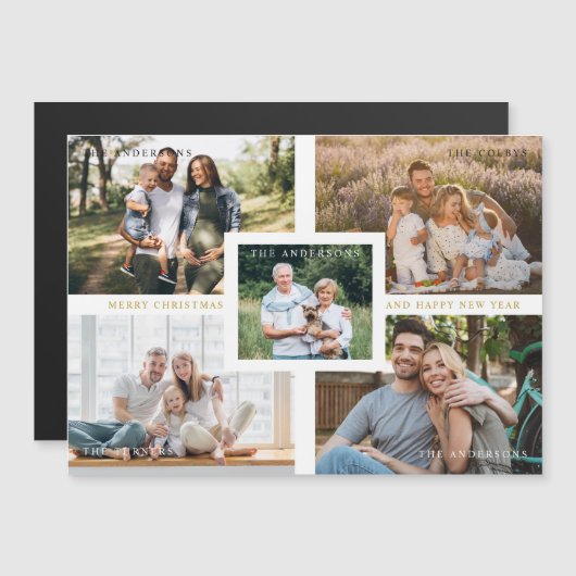 Collage Minimalist Merry Christmas Photos Family (Voorkant / Achterkant)