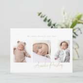 Collage modern 4 foto script kalligrafie baby aankondiging (Staand voorkant)