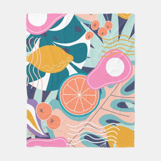 Collage modern bloemennaadloos patroon. Moderne ex Fleece Deken (Voorkant)