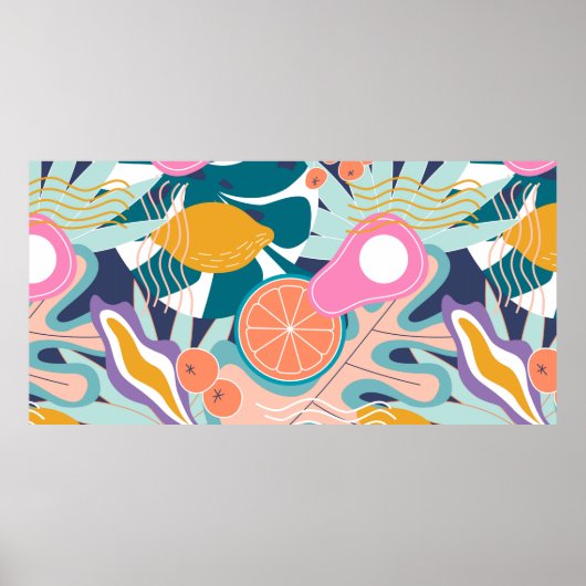 Collage modern bloemennaadloos patroon. Moderne ex Poster (Voorkant)