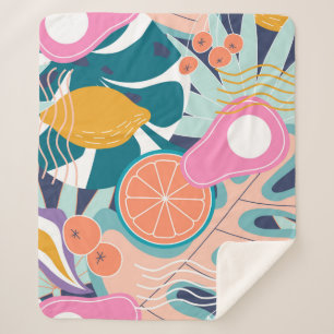 Collage modern bloemennaadloos patroon. Moderne ex Sherpa Deken