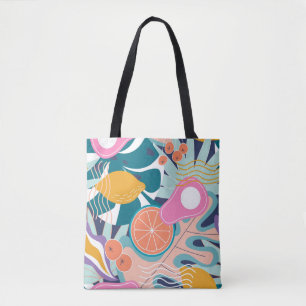 Collage modern bloemennaadloos patroon. Moderne ex Tote Bag
