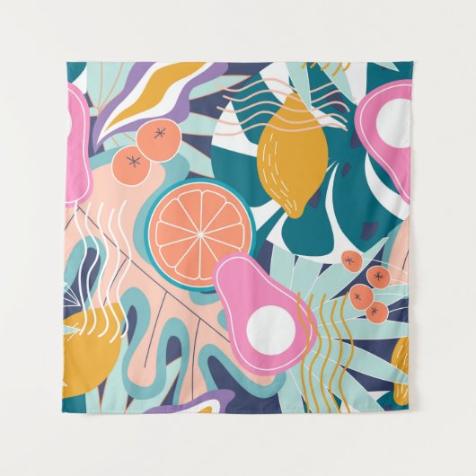 Collage modern bloemennaadloos patroon. Moderne ex Wandkleed (Voorkant (horizontaal))