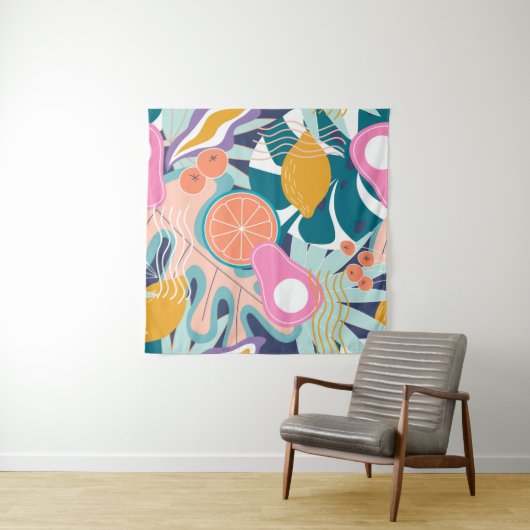 Collage modern bloemennaadloos patroon. Moderne ex Wandkleed (In Situ (horizontaal))