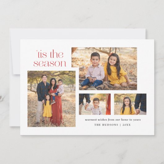 Collage Modern Script is het seizoen kalligrafie H Feestdagenkaart (Voorkant)