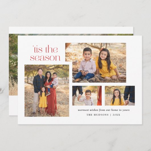 Collage Modern Script is het seizoen kalligrafie H Feestdagenkaart (Voorkant / Achterkant)