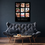 Collage moeder zwarte beste maatfotofamilie imitatie canvas print<br><div class="desc">Maak je eigen unieke familiefilm als cadeau voor je moeder. Gebruik vier, negen van je favoriete foto's van je moeder, haar kinderen, familie, vrienden of huisdier! Met de tekst: Beste mama OOIT. Pas uw namen aan en voeg deze toe. Zwarte achtergrond, witte tekst. Perfect als een verjaardag, Kerstmis of Moederdag...</div>