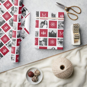 Collage Monogram   Fotovakantie met zwart-wit Cadeaupapier