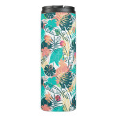 Collage monogram tropische rode bladeren thermosbeker (Achterkant)