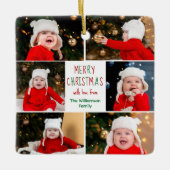 Collage mooie kerstfoto voor fijne kerst keramisch ornament (Voorkant)