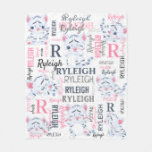 Collage Naam Witte Tijgers met Naam Patroon Fleece Deken (Voorkant)