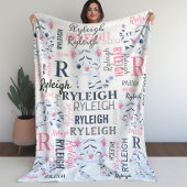 Collage Naam Witte Tijgers met Naam Patroon Fleece Deken