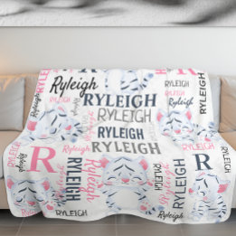 Collage Naam Witte Tijgers met Naam Patroon Fleece Deken