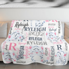 Collage Naam Witte Tijgers met Naam Patroon Fleece Deken