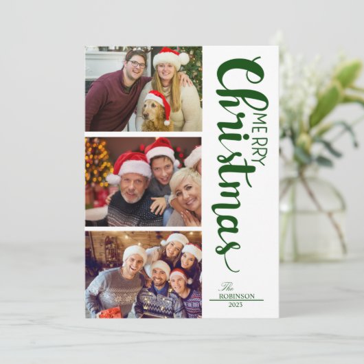 Collage of 3 photos Family Christmas Feestdagenkaart (Staand voorkant)