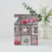 Collage Of Christmas Photos Over Grey Wood Feestdagenkaart (Staand voorkant)