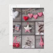 Collage Of Christmas Photos Over Grey Wood Feestdagenkaart (Voorkant / Achterkant)