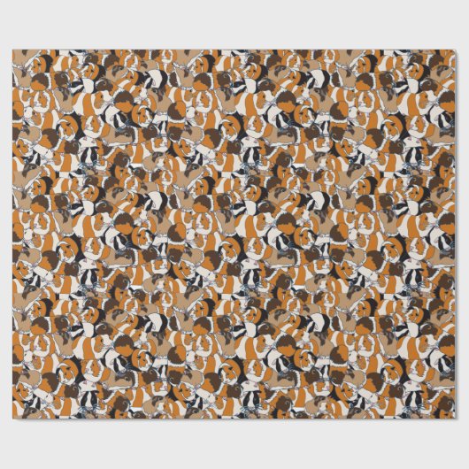 Collage of Guinee Pigs Illustrations Patterned Cadeaupapier (Vlak)