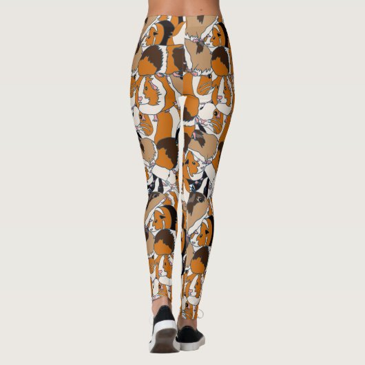 Collage of Guinee Pigs Illustrations Patterned Leggings (Achterkant)